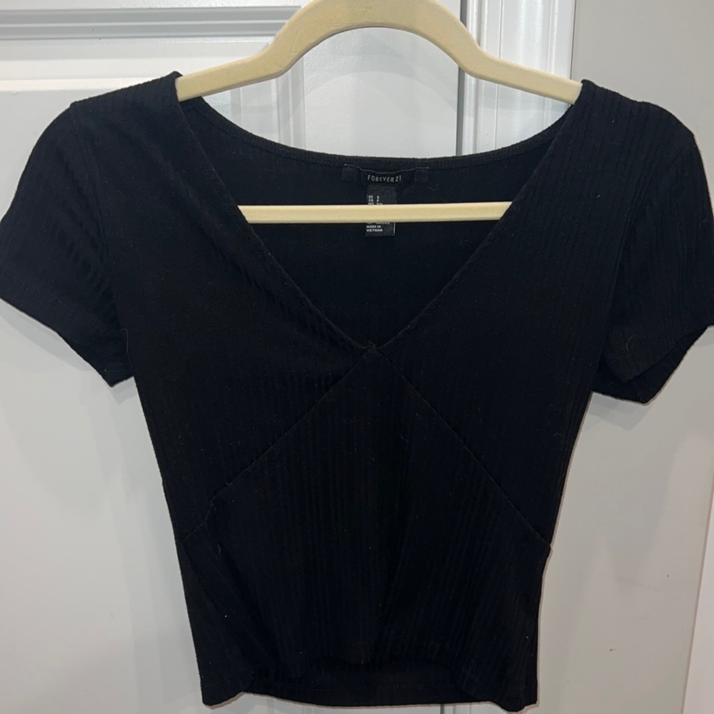 Forever 21 black ribbed crop top